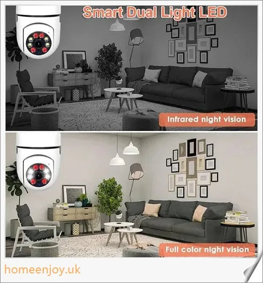 5G Wifi E27 Bulb Surveillance Camera with 360-degree viewing, night vision, and smart home compatibility