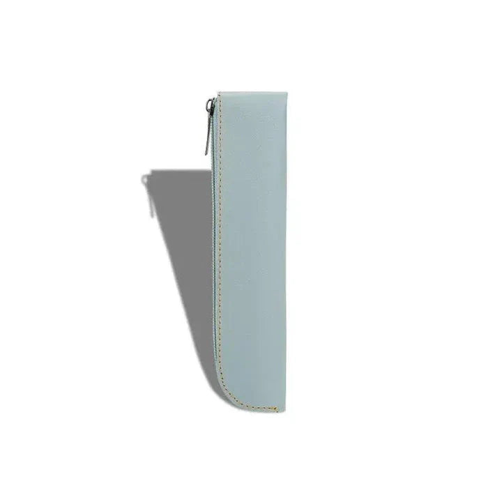 A sleek and sophisticated PU leather pencil case with a secure zipper closure, perfect for organising writing essentials for school and office use.