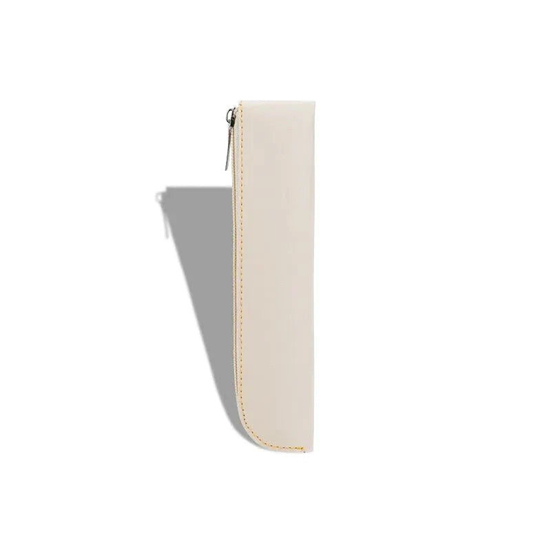A sleek and sophisticated PU leather pencil case with a secure zipper closure, perfect for organising writing essentials for school and office use.