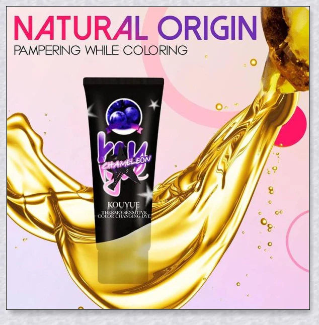 Thermochromic hair dye that changes colour with temperature, infused with nourishing Brazilian Argan Oil and Keratin Essence
