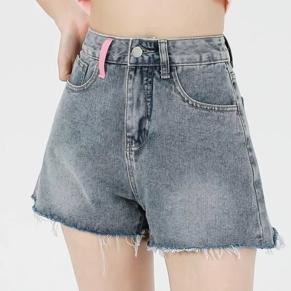 Women's casual high waist embroidered denim shorts in various sizes