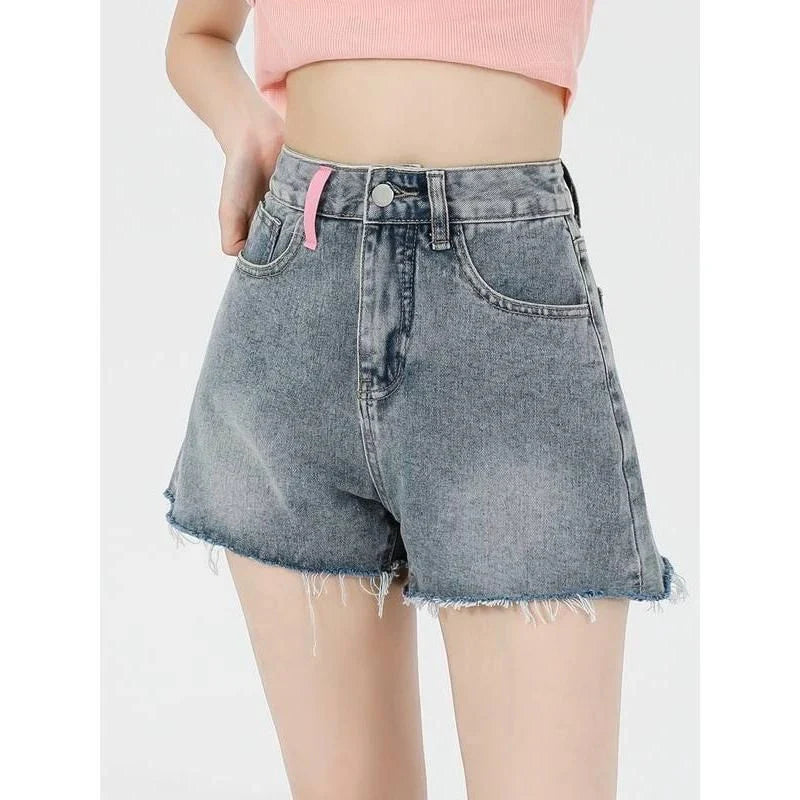 Women's casual high waist embroidered denim shorts in various sizes