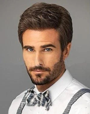 Men's Fashion Short Straight Brown Wig - Versatile accessory for a stylish transformation