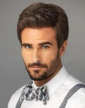 Men's Fashion Short Straight Brown Wig - Versatile accessory for a stylish transformation