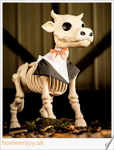Cow and horse skeleton Halloween decorative prop made of durable plastic with posable limbs