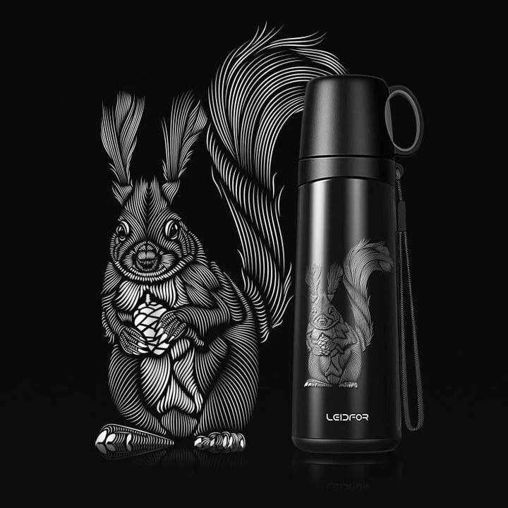 Premium business thermos with cup, made of stainless steel for long-lasting temperature retention and durable construction.