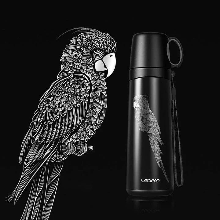 Premium business thermos with cup, made of stainless steel for long-lasting temperature retention and durable construction.