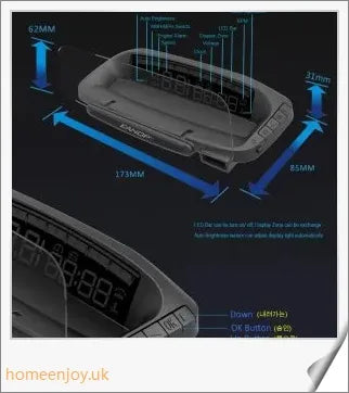 Eanop Hud Mirror 04 Car Head Up Display with OBD2 connection, windshield speed projection, and security alerts