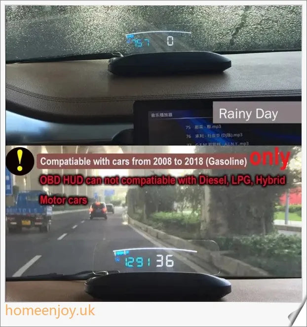 Eanop Hud Mirror 04 Car Head Up Display with OBD2 connection, windshield speed projection, and security alerts