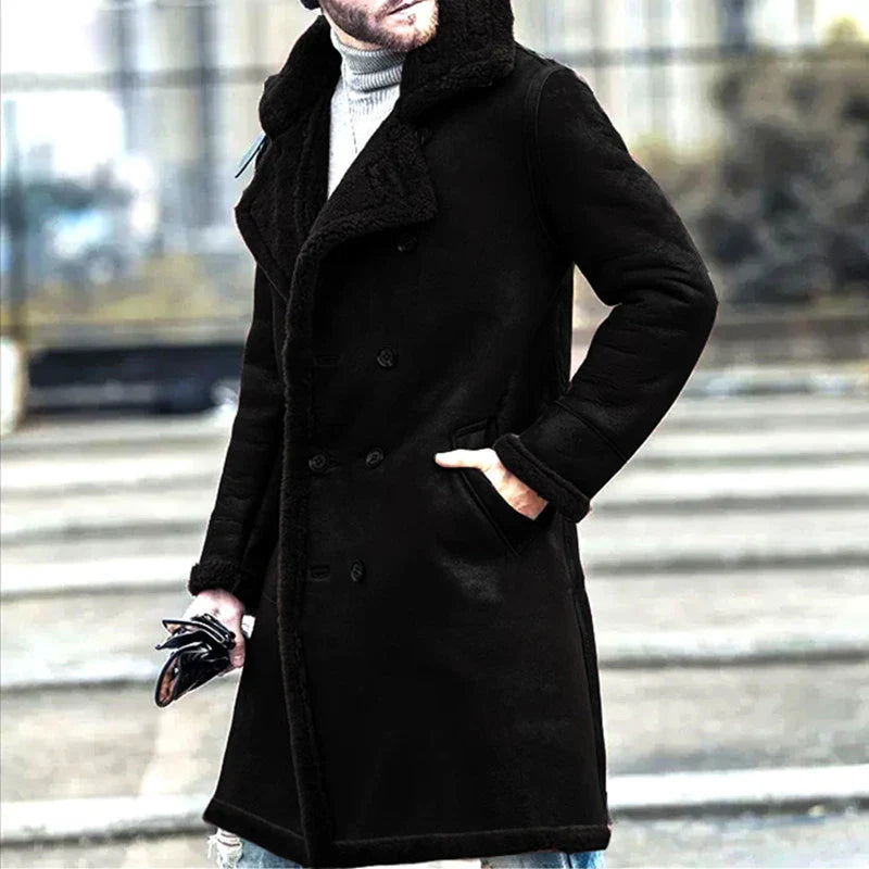 Men's fur coat padded jacket in black, brown, and wine red colours with collage and stitching details