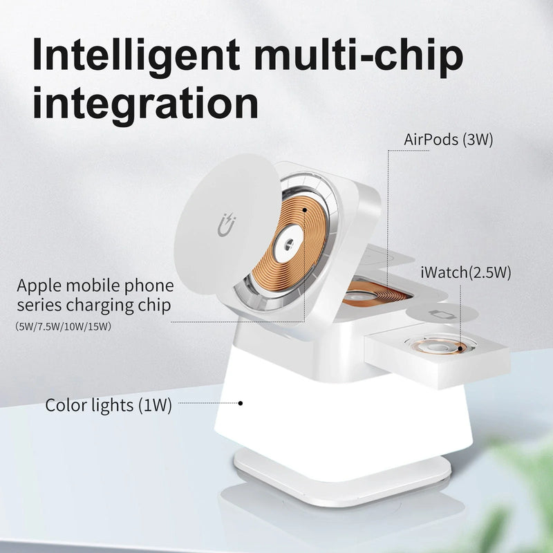 Versatile 4-in-1 Wireless Charging Station with Adjustable Mood Lighting