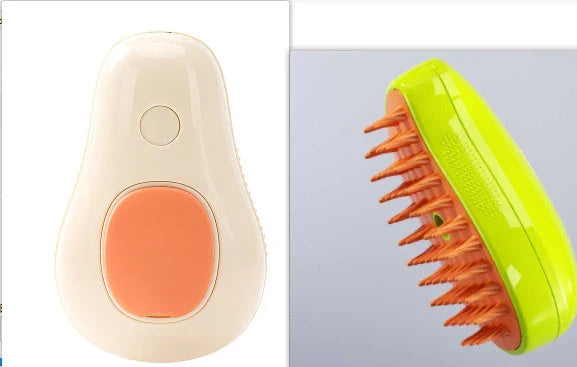 Soothing Pet Grooming Brush with steam function and avocado-shaped design for gentle, effective pet grooming and massage