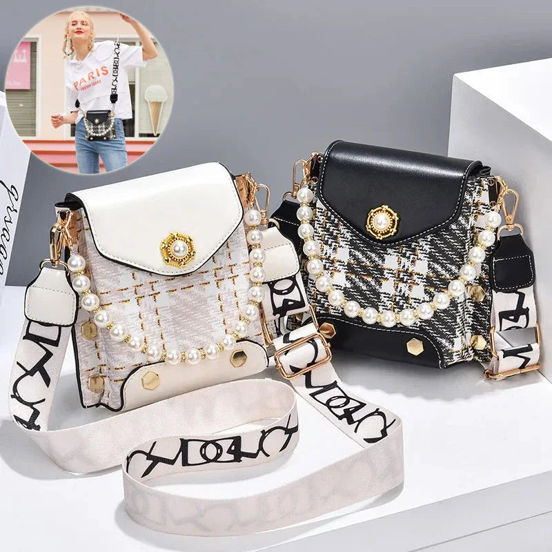 Stylish crossbody bag for women with delicate pearl pendant and adjustable strap for versatile carrying options