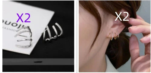 Pair of 925 sterling silver earrings with four-prong zircon stone settings in a geometric design