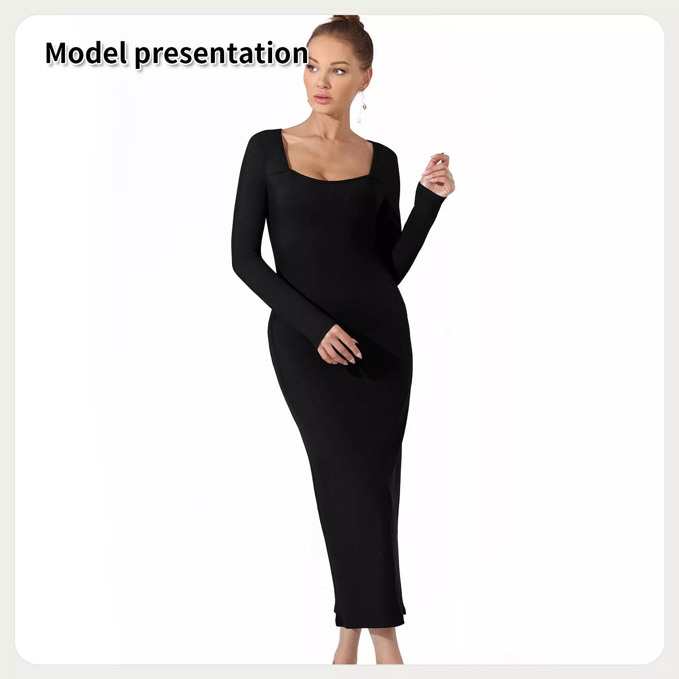 Women's solid colour dress in black or coffee, available in sizes S to 4XL