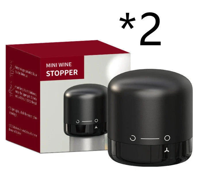Premium black champagne and wine bottle stoppers with vacuum seal technology to preserve freshness and carbonation