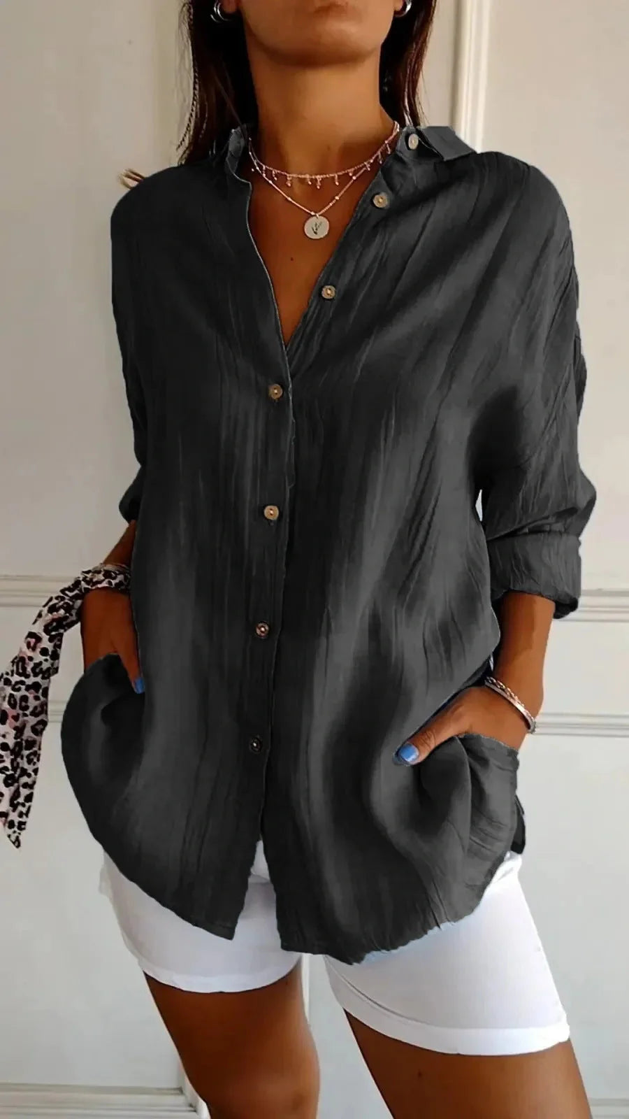 Stylish Women's Long Sleeve Pleated Shirt in various colours