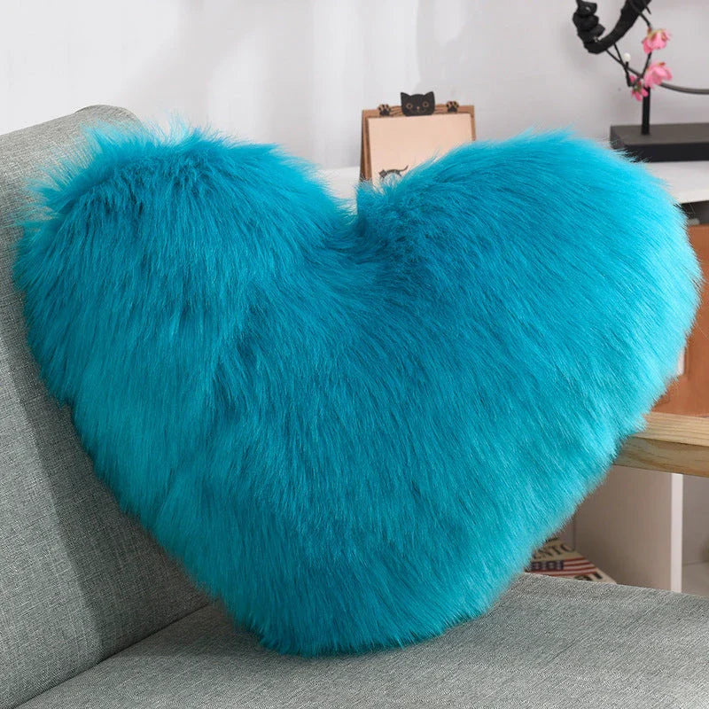 Soft, plush heart-shaped decorative throw pillow covers in various colors for living room and bedroom decor