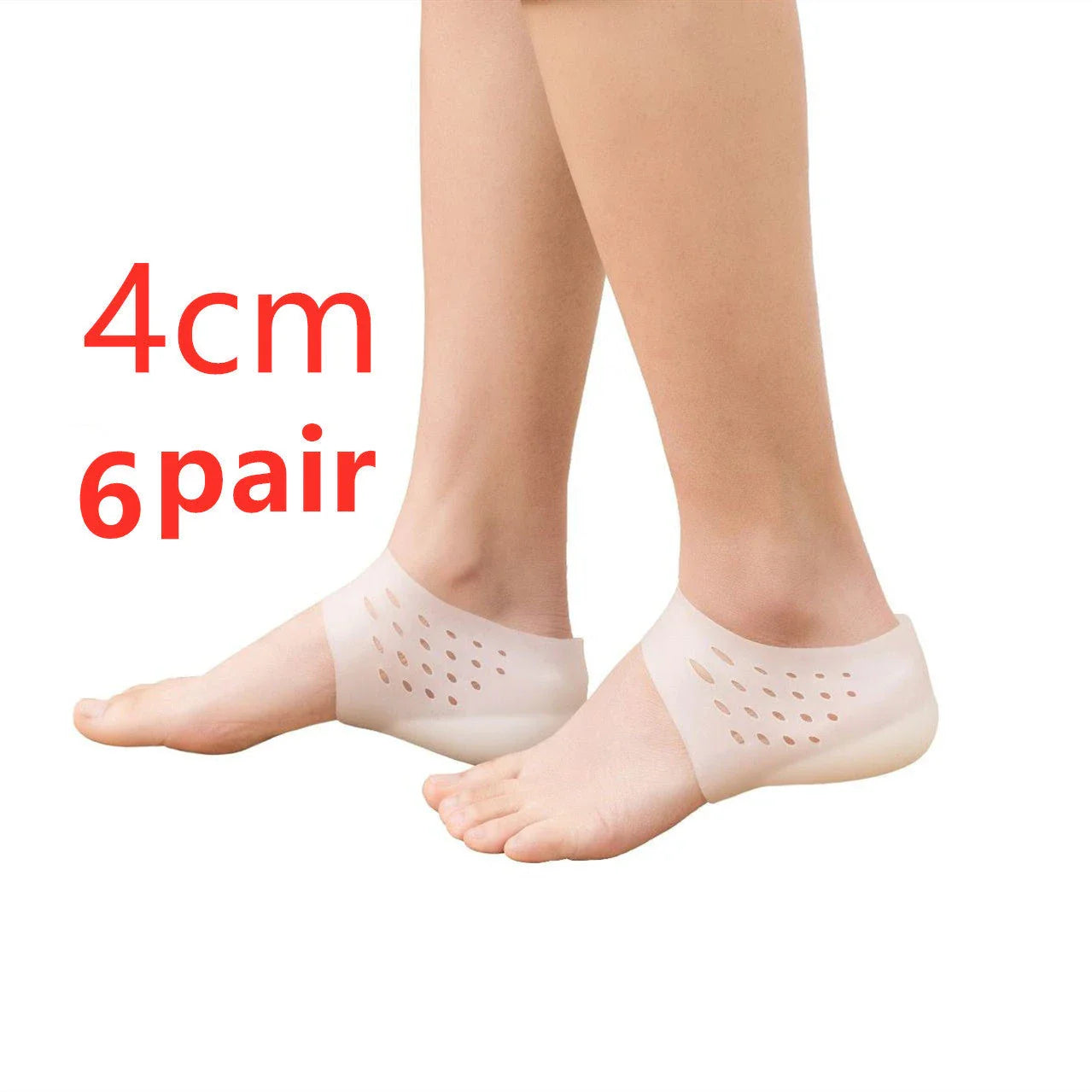 Discreet silicone heel height booster insoles in various colours and sizes for men and women