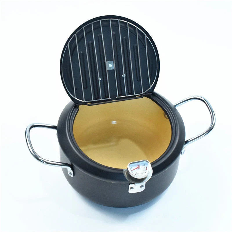 Stainless Steel Telescopic Frying Basket with Removable Thermometer for Precise Temperature Control and Easy Frying