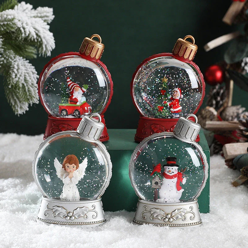 Realistic flame LED Christmas decoration lights with various designs including old man, snowman, kids tree, and angel