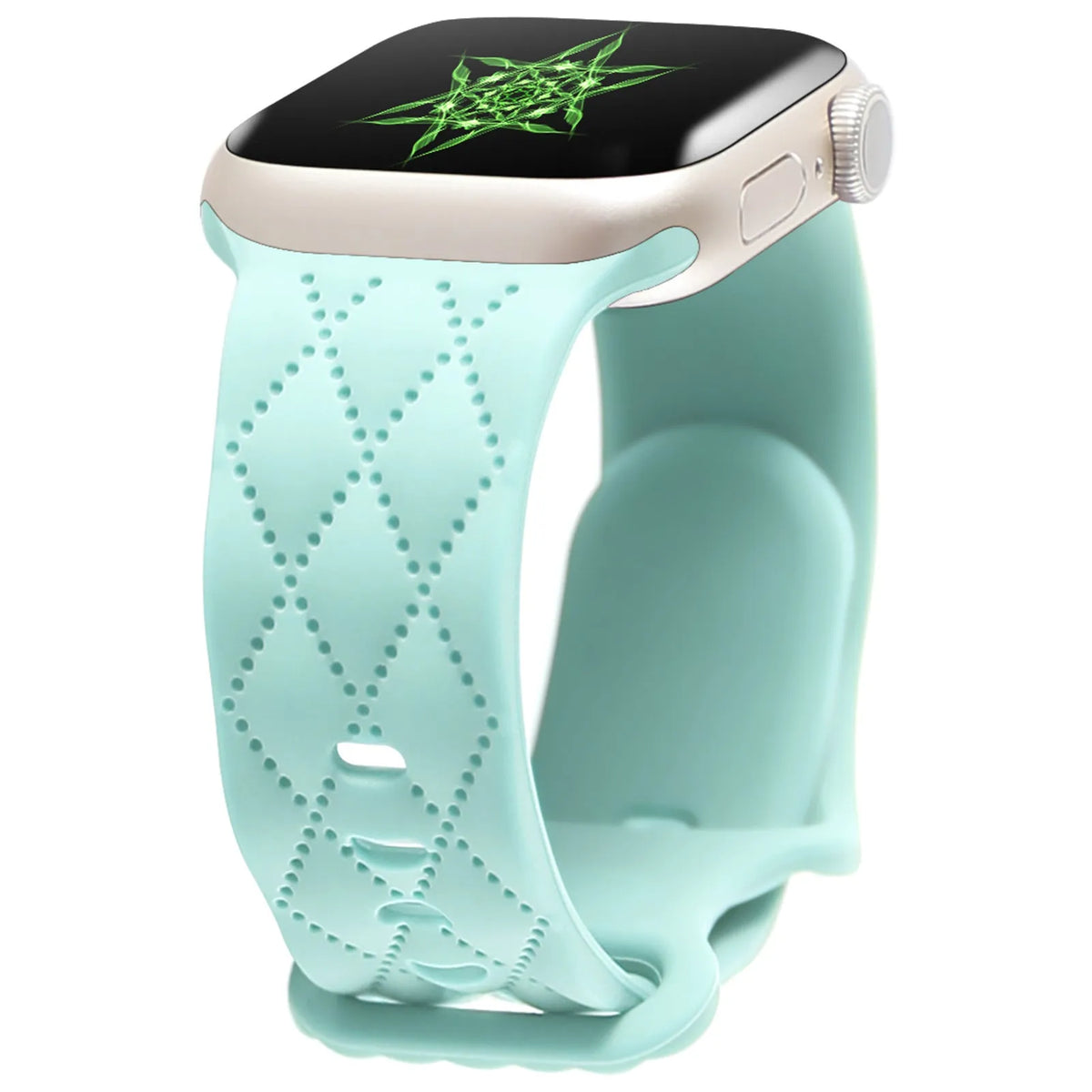 Silicone Apple Watch strap with butterfly buckle, shown in black, 38/40/41mm size