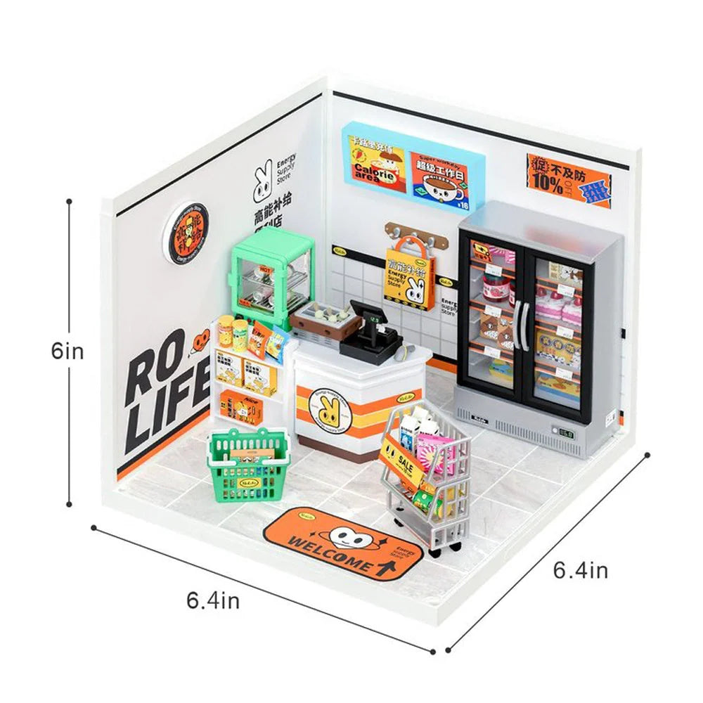 Robotime Rolife DIY Miniature Cafe Building Kit with ambient light set