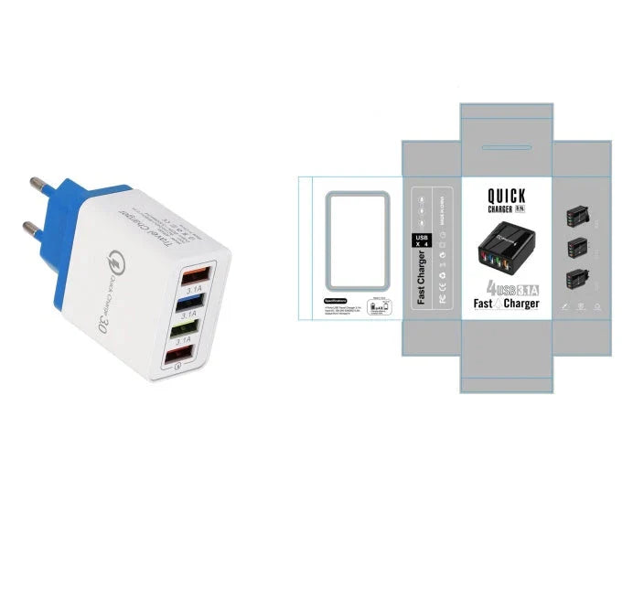 Powerful 4-Port USB Wall Charger with Quick Charge 3.0 for Phones and Tablets