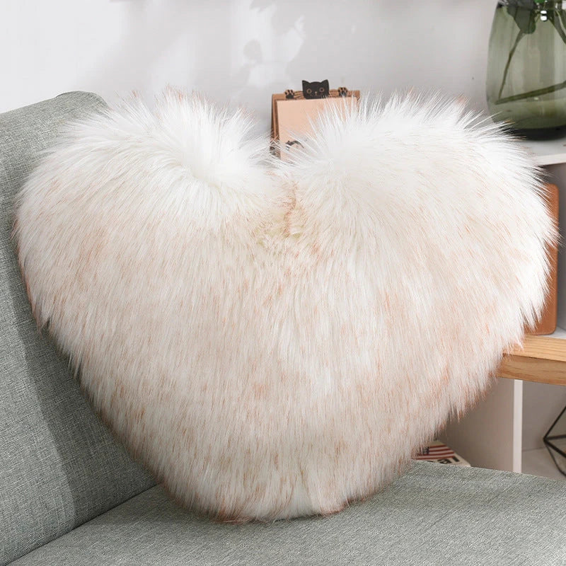 Soft, plush heart-shaped decorative throw pillow covers in various colors for living room and bedroom decor
