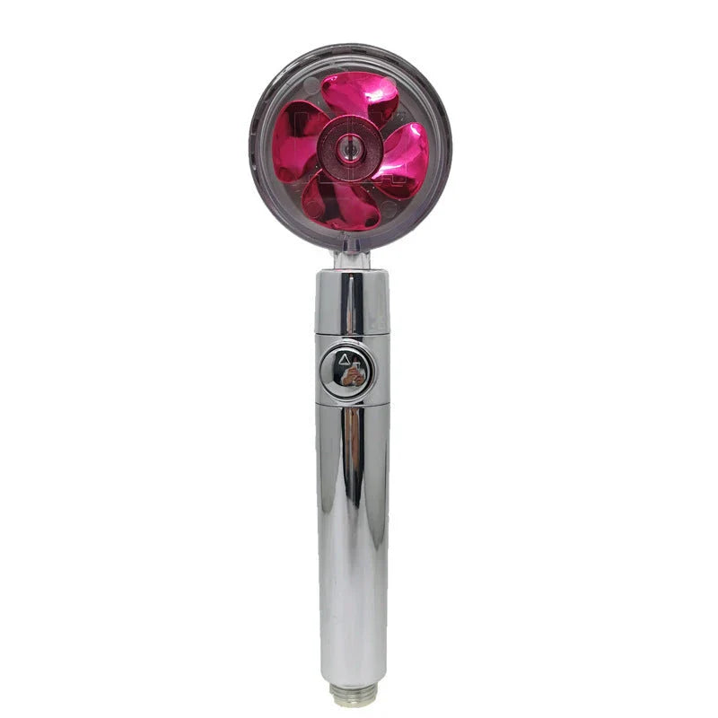 A high-pressure handheld shower head with a turbo-charged water flow and a cotton filter for a luxurious, spa-like bathing experience.