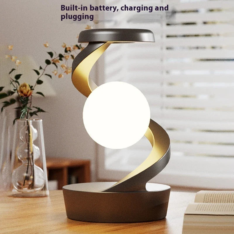 Stylish Rotating Moon Lamp with Wireless Phone Charging - Captivating Desk Accessory with Soothing Lighting and Convenient Wireless Charging