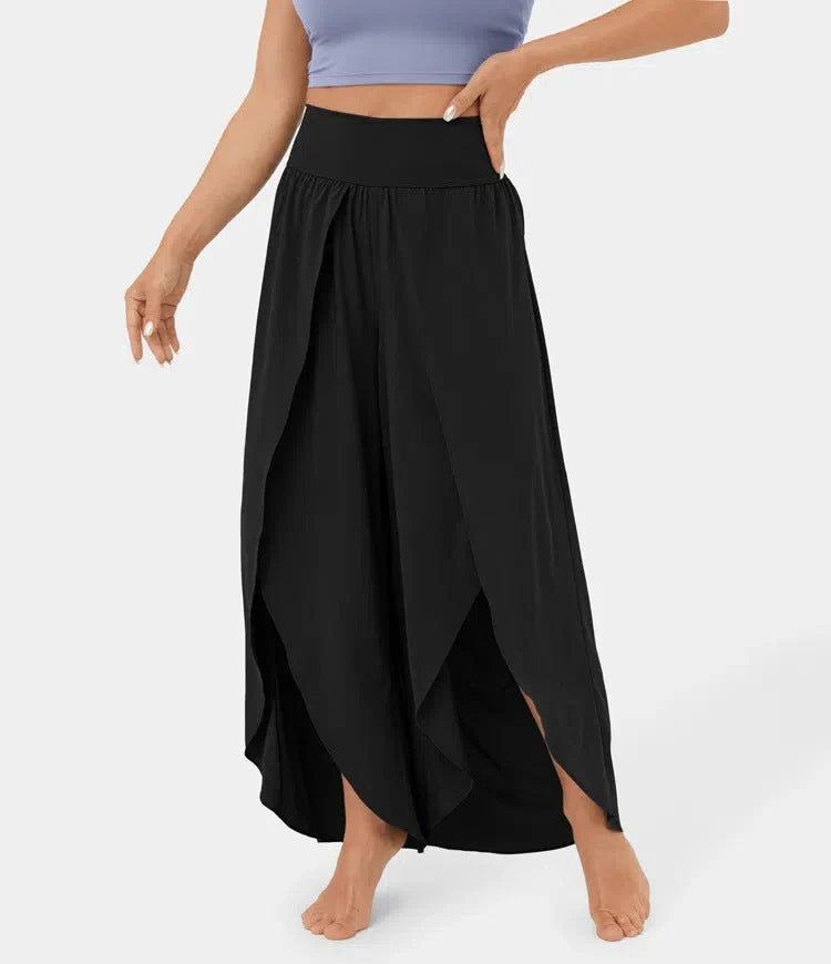 Women's summer high waist loose split yoga pants in various colours