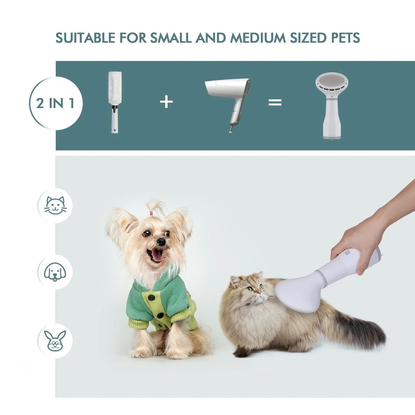 Premium Grooming System: Quiet Dog Hair Dryer with Slicker Brush for Efficient and Comfortable Pet Grooming
