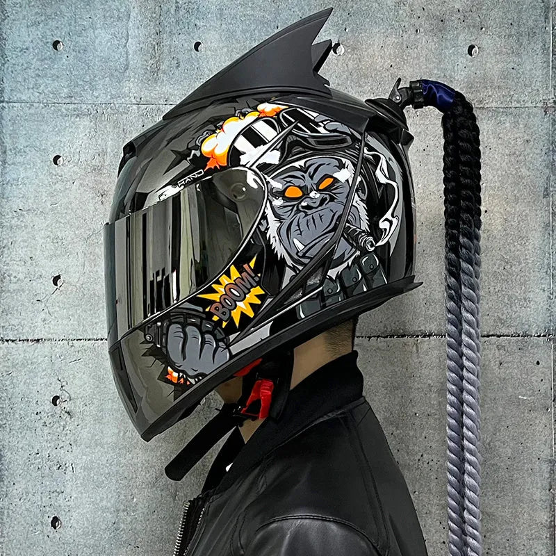 Couples' Dirty Braids full-face motorcycle helmet in ABS construction with graphic design options