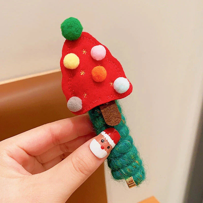 Festive Christmas-themed hair ties with cute designs like bells, trees, and reindeer for kids