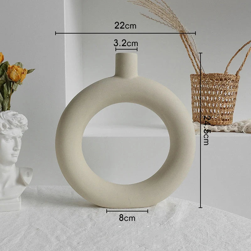 Elegant Nordic Ceramic Vase with matte, textured finish for displaying dried flowers or as a standalone home decor accent