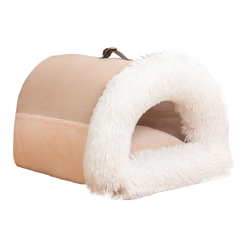 Cozy Portable Pet Nest for Dogs and Cats - Plush Autumn & Winter Retreat with Semi-Enclosed Design and Easy-Clean Plush Fabric