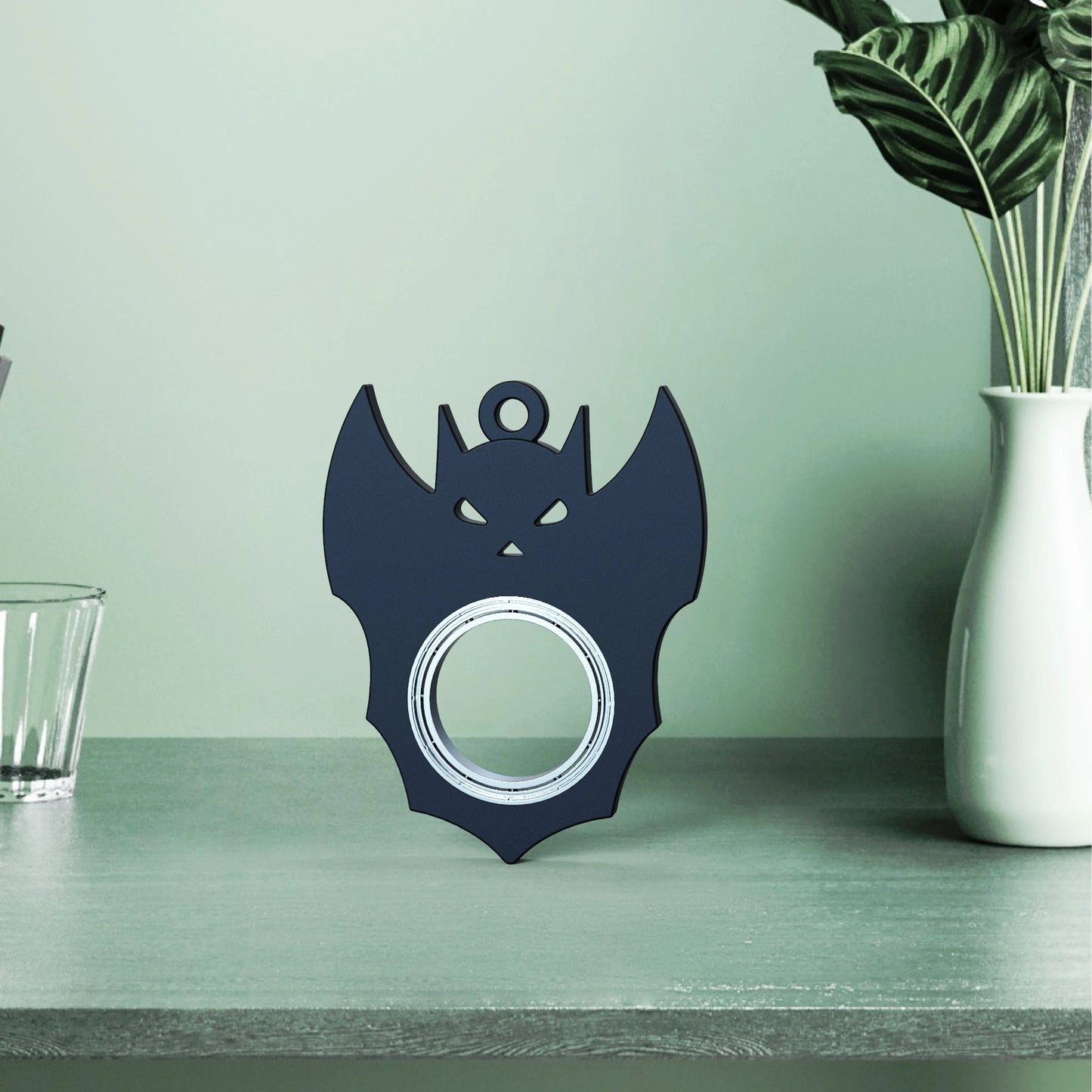 Halloween-themed bat demon ghost fidget spinner keychain toy for stress relief