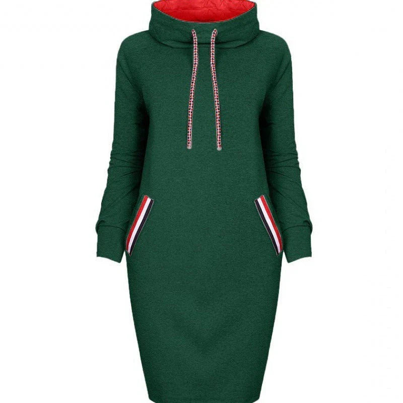 A high-collar long sleeve dress in various colors for casual and party wear