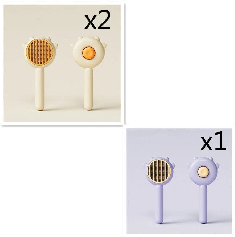 Premium pet grooming brush featuring dual-action hair removal and soothing massage for cats and dogs