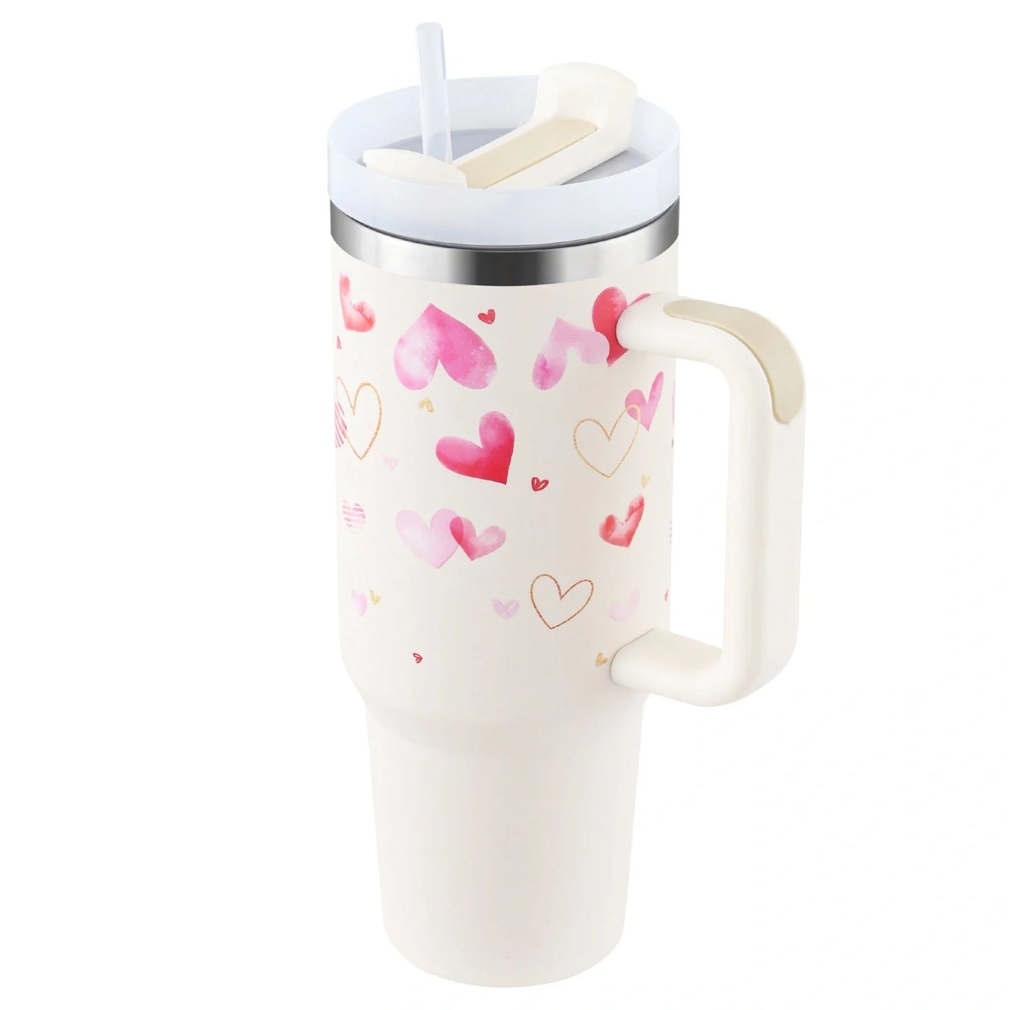 40oz stainless steel straw coffee mug with handle, ideal for travel