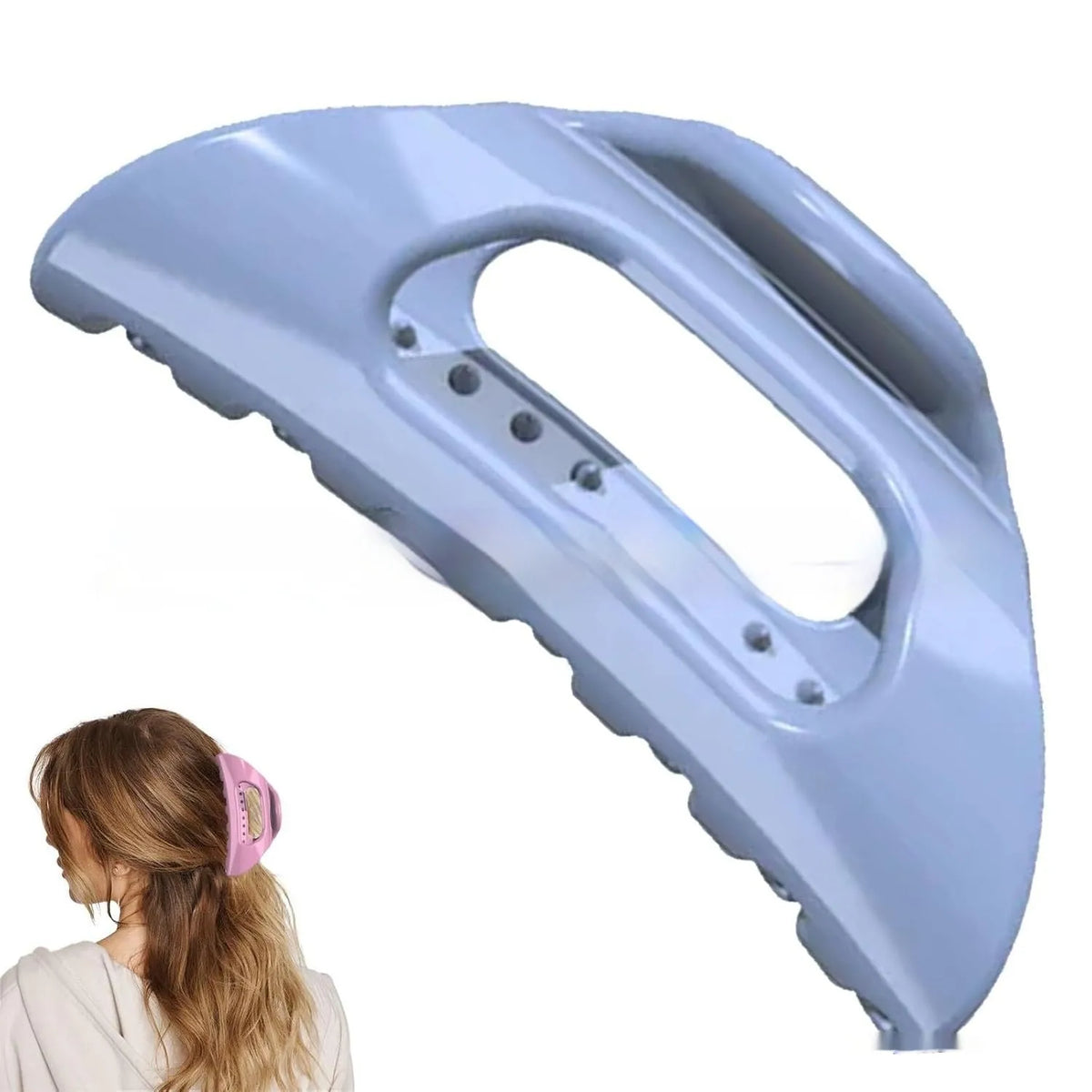 Plain colour plastic French grip hair clip in black, light pink, or cloudy blue for women's everyday hair styling