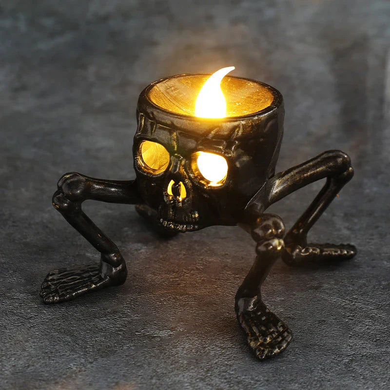 Skull-shaped Halloween lantern with LED lighting for atmospheric decor