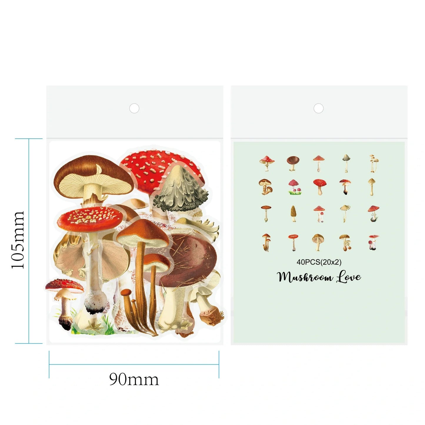 Enchanting collection of transparent floral, mushroom, and fern stickers for DIY crafting and design