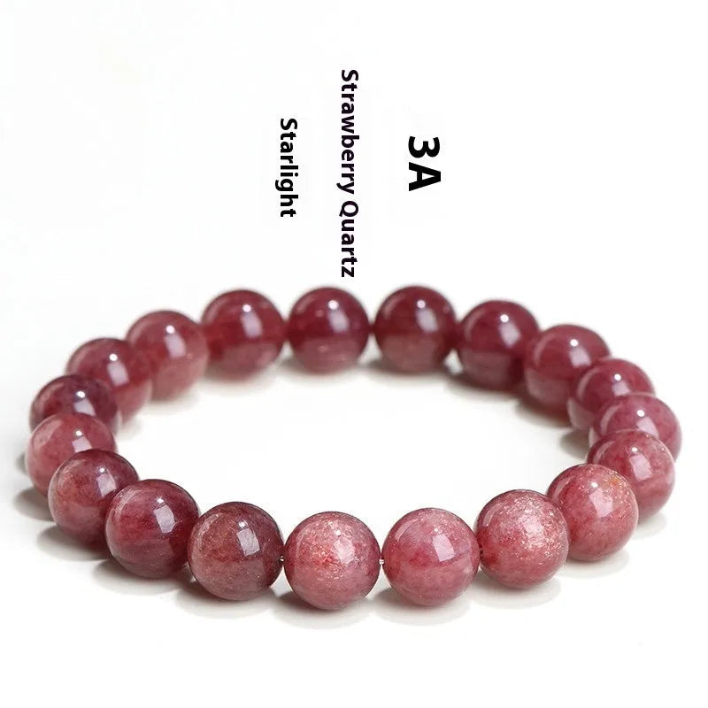 Natural strawberry quartz bracelet with geometric beads in starlight red colour.