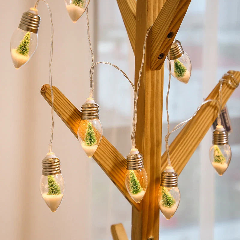 Battery-powered LED string lights in a bottle shape, suitable for Christmas tree, stair, and indoor holiday decorations