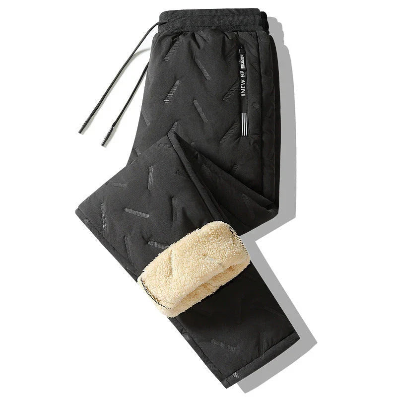 Premium fleece-lined winter pants for men in various colors and styles