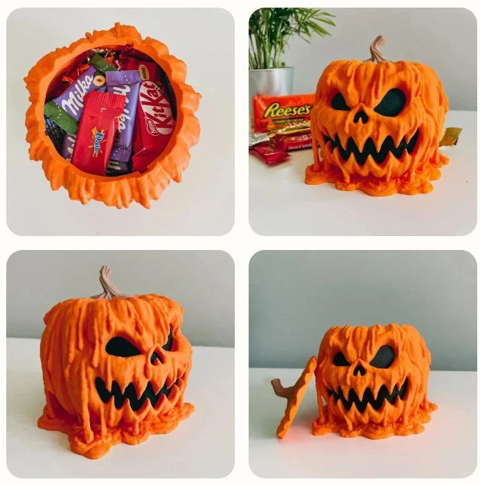 Spooky pumpkin-shaped candy bowl for Halloween decorations and treats