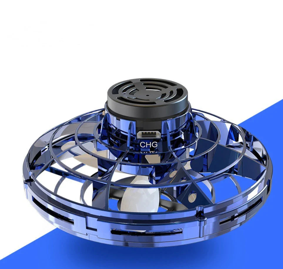Mini Fingertip Gyro Interactive Decompression Toy Drone with LED UFO-style lighting and helicopter design for high-flying fun