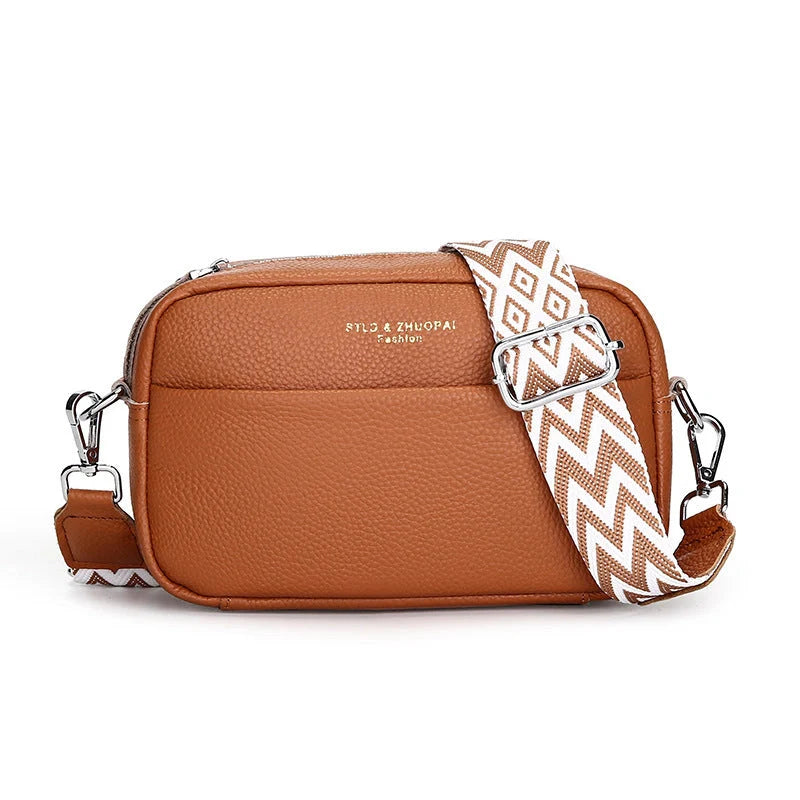 Stylish cowhide shoulder messenger bag with adjustable strap in various colours